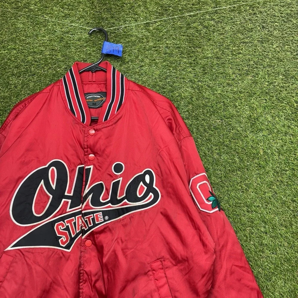 Vintage Ohio State Jacket Mens Medium Varsity Spellout OSU Puffer Buckeyes 90s